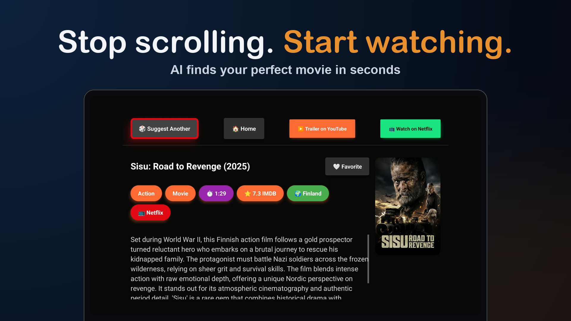 Recommendation result screen