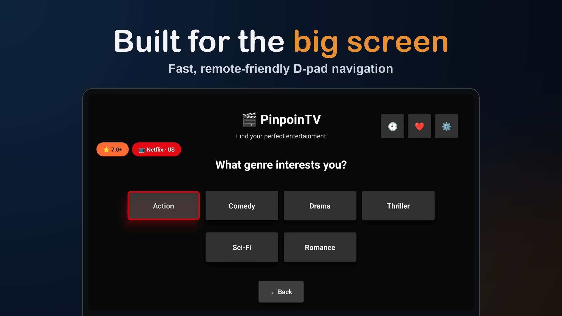 Genre selection screen